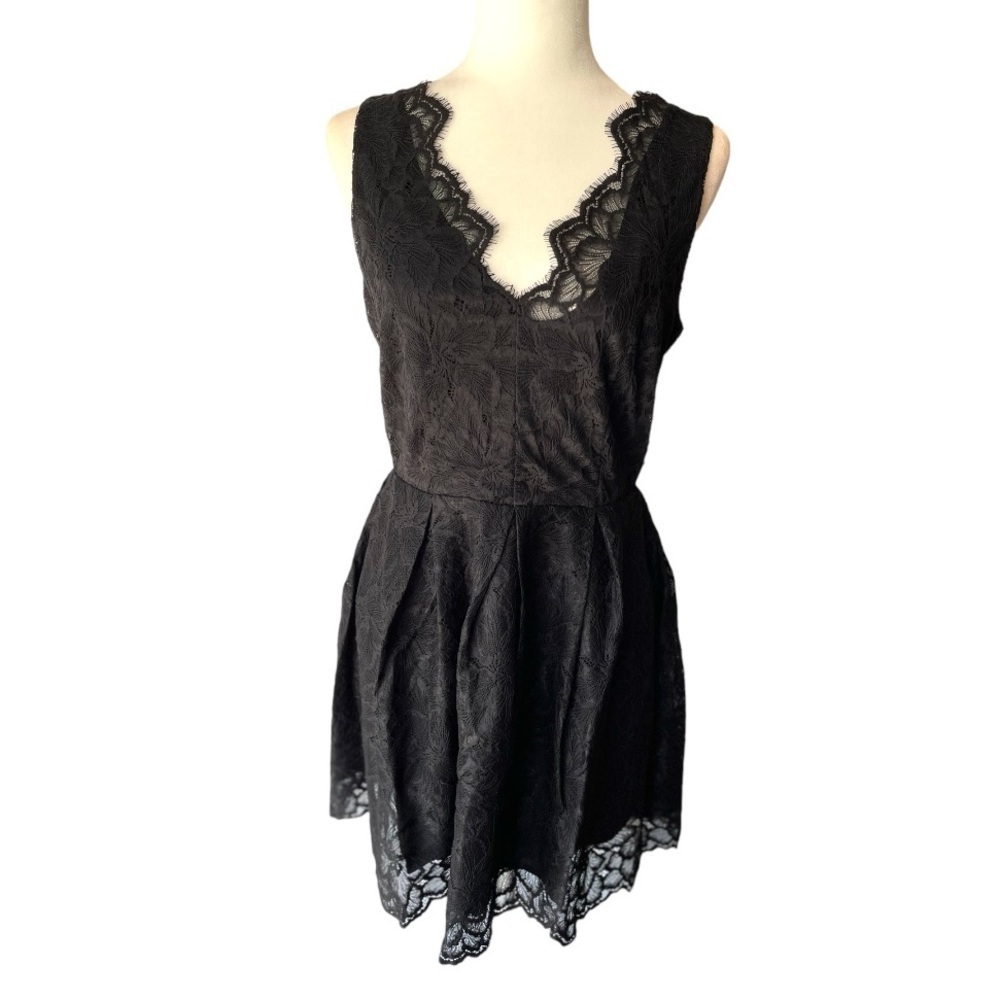 H&M Black Lace Dress Formal Evening Party Prom Dress Short Mini Dress, Sz 8 - Picture 2 of 7